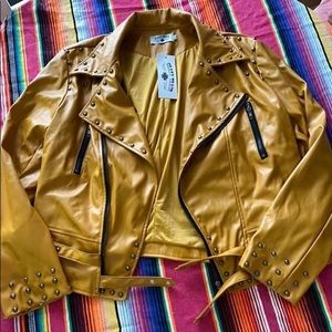 Yellow mustard leather jacket